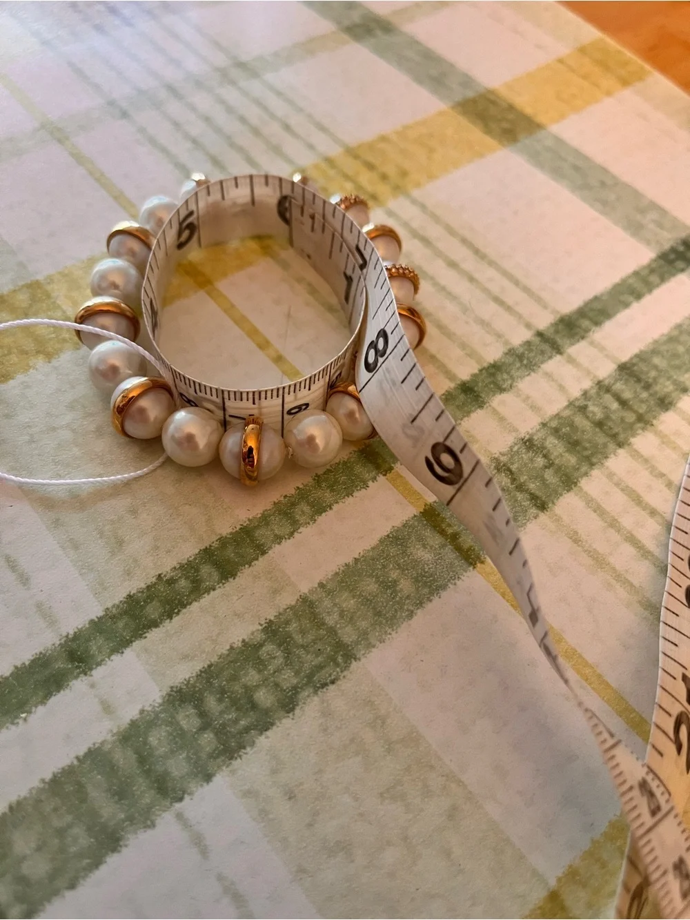 Ann Taylor Pearl & Gold Bead Stretch Bracelet - Ivory/Gold